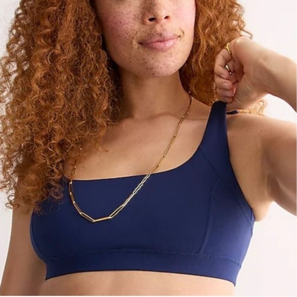 New J Crew CloudStretch Navy Blue Scoop Neck Sports Bra 2X